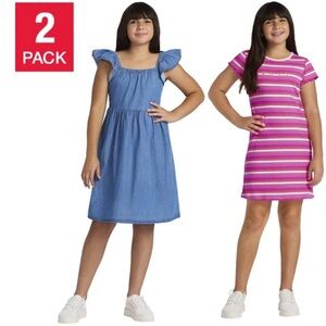 Roxy Girls Dress Blue & Pink Set 2 Dresses Size Large NWT